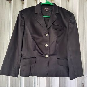 Camille La Vie Black Tuxedo Floral Diamanté Button a down Jacket!